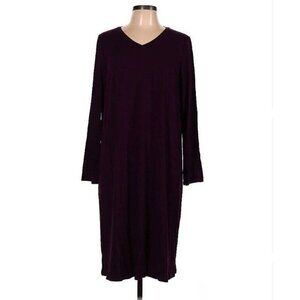 Lagenlook NWT Eileen Fisher Purple Viscose/Spandex Jersey V-Neck Dress L Fall